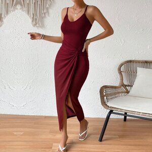Women's sexy backless suspender dress